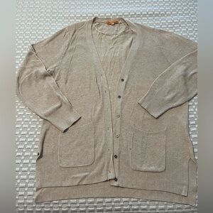ONE A textured light weight oatmeal cardigan. Size XL.
